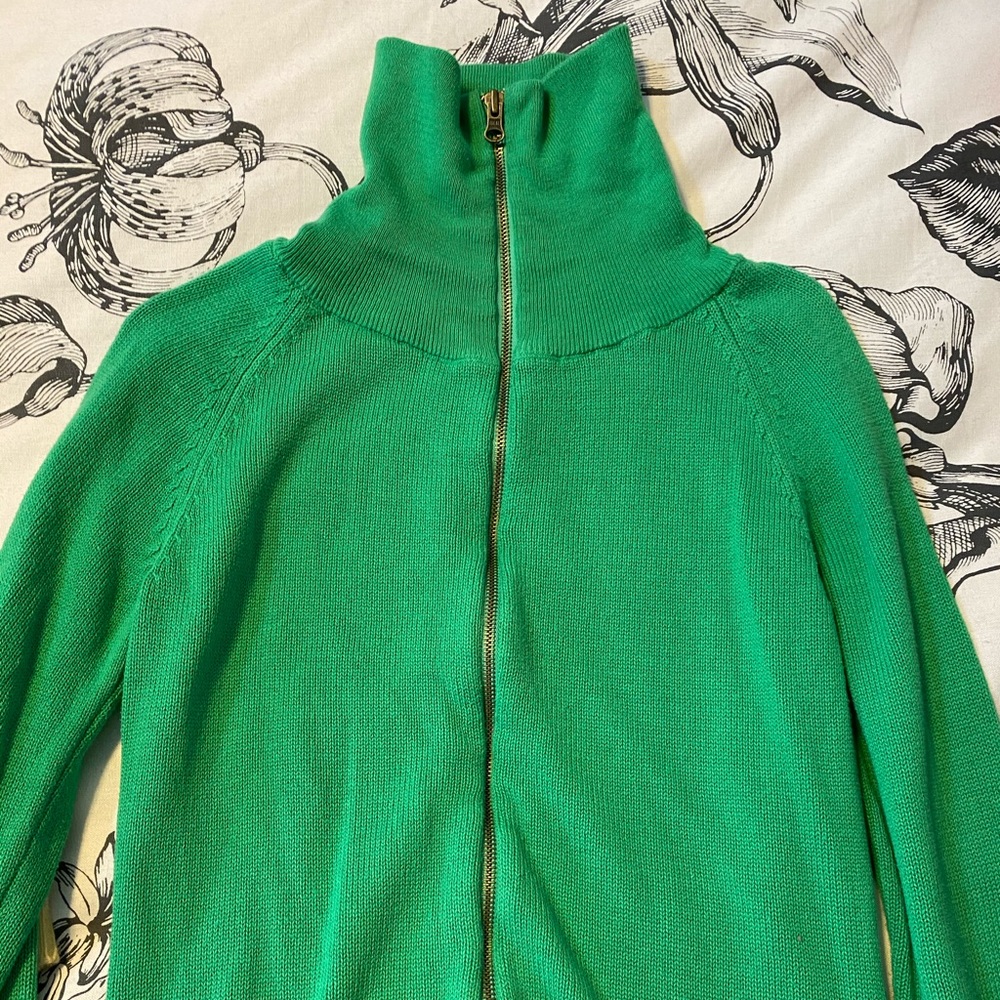 Converse Green Turtleneck Zip Up Sweater